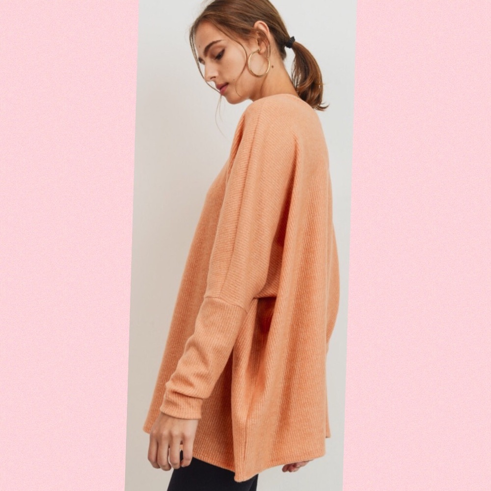 Cherish Sherbert Brushed Oversize Ribbed Knit Top - Picture 2 of 8
